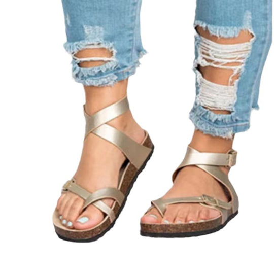 Damen komfortable Riemchensandalen mit verstellbarem Schnallenverschluss und gepolsterter Innensohle EB