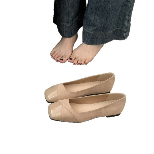 Damen Komfortable Ballerinas aus hochwertigem Wildleder mit eleganter Lackspitze EB