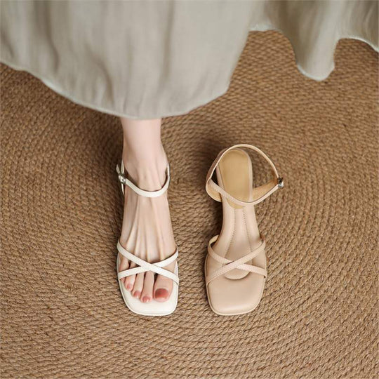 Damen elegante Slingback Sandalen mit modischem Absatz EB
