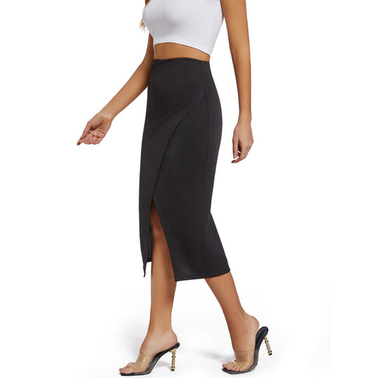 Damen Wickelrock mit hohem Schlitz und elastischem Bund EB