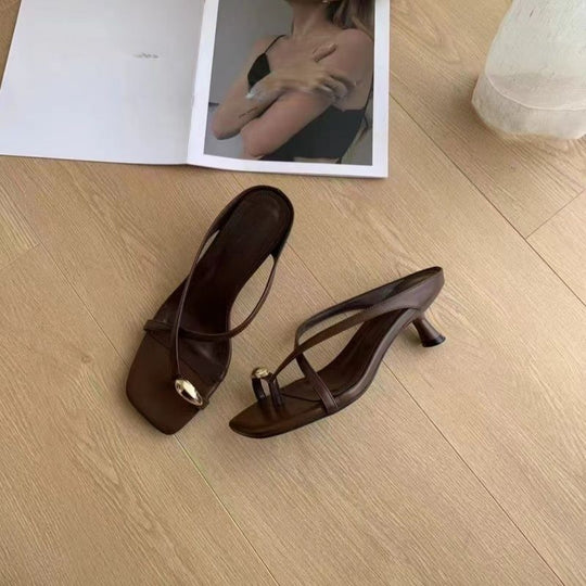 Damen elegante Slingback Sandalen mit verziertem Blockabsatz EB