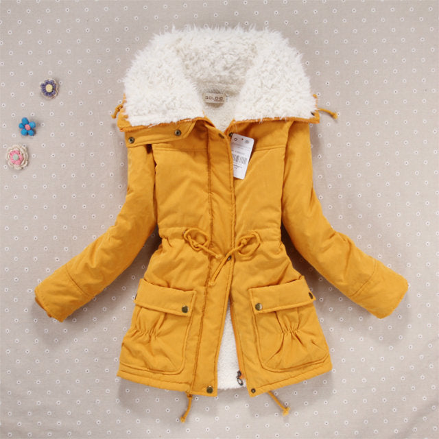 Damen lässige Steppjacke mit kuscheligem Innenfutter und verstellbarem Taillenzug EB