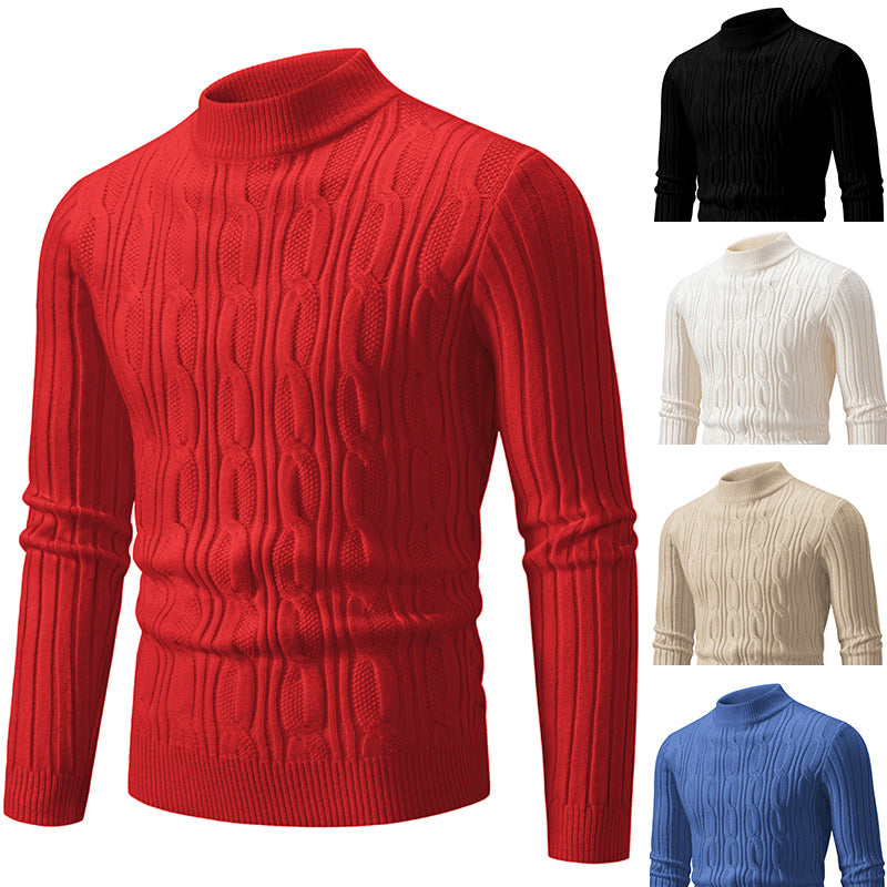 Herren Rollkragenpullover aus hochwertiger Baumwolle mit Zopfmuster EB