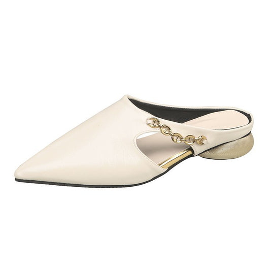 Damen elegante Mules mit modischem Kettenakzent EB