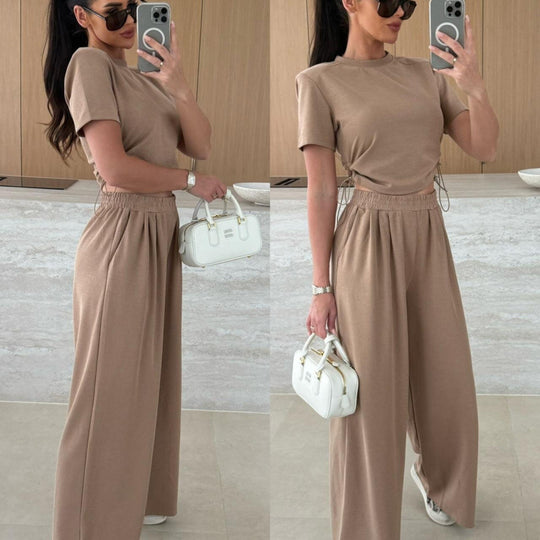 Damen Cropped Drawstring Lounge Set EB