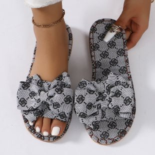 Damen komfortable und elegante Pantoletten mit floralem Muster EB