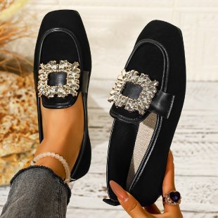 Damen elegante Ballerinas mit funkelnder Schmuckapplikation EB