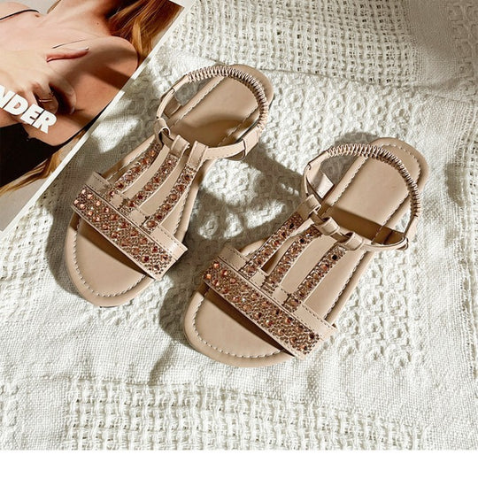 Damen Elegante Riemen-Sandalen mit funkelnden Akzenten und komfortabler Fußbettung EB