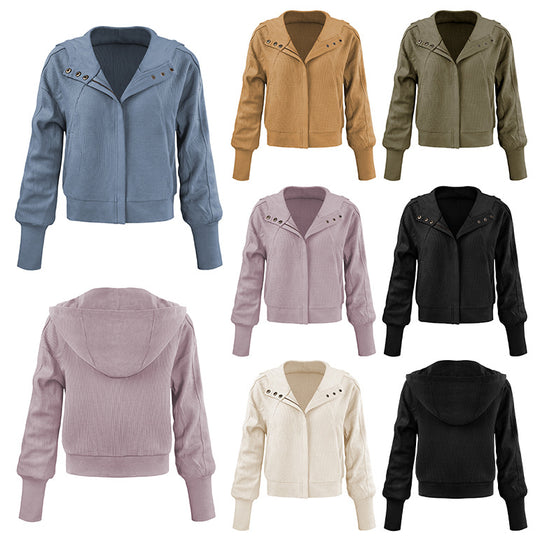 Damen Sportliche Kapuzenjacke aus strukturiertem Material EB