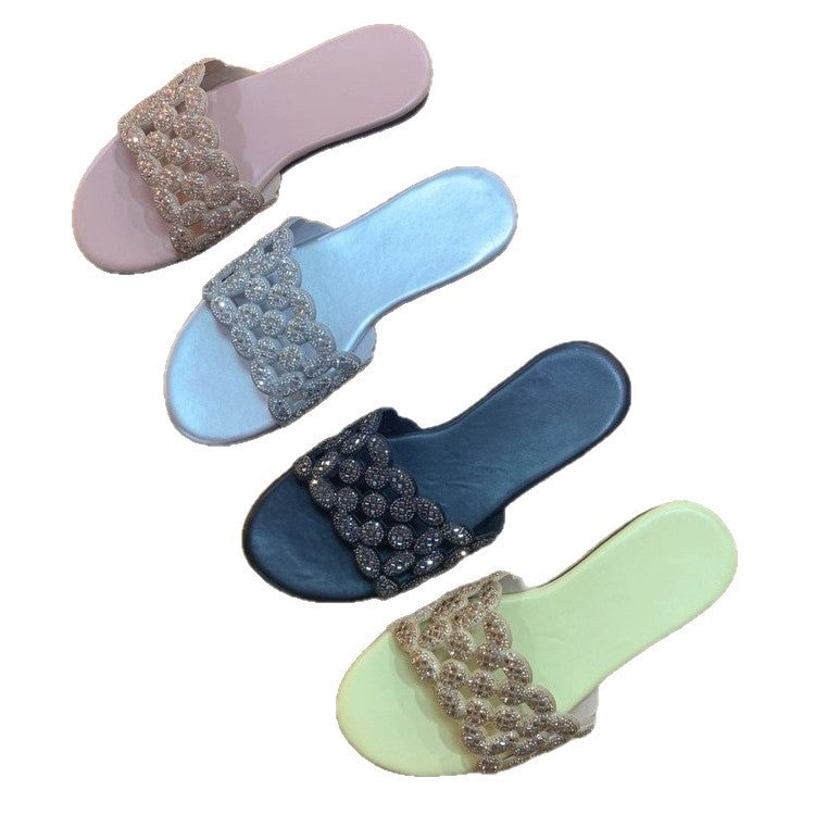 Damen elegante Riemchen-Sandalen mit funkelnden Schmuckelementen EB