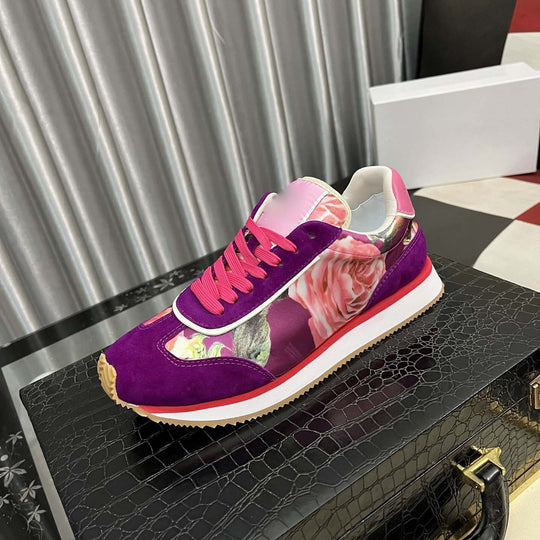 Damen Modische Sneakers mit floralem Textil-Obermaterial und rutschfester Sohle EB