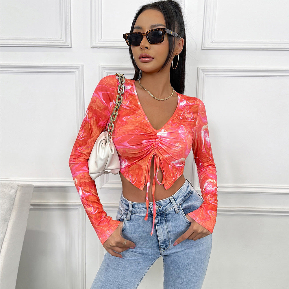 Damen Langarm Crop-Top mit in sich gedrehtem Design EB