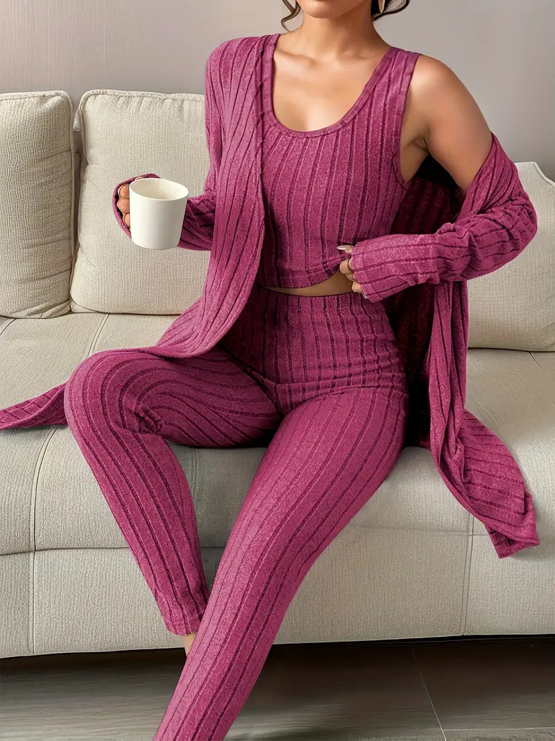 Damen komfortables Strick-Loungewear Set EB