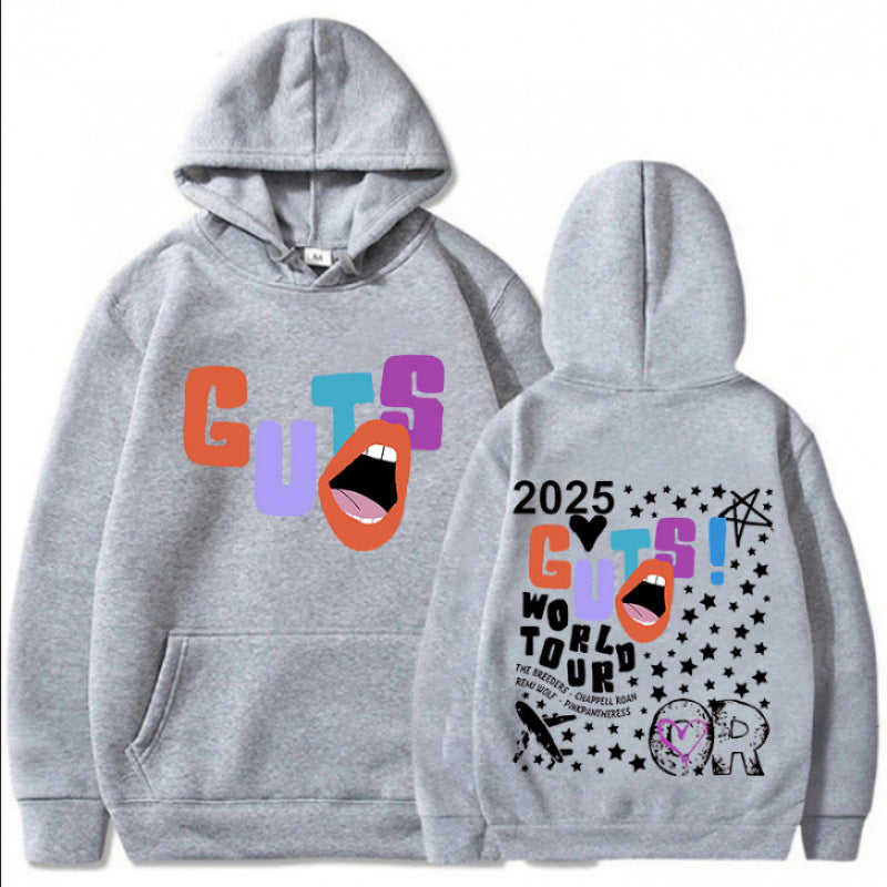 Damen Kapuzenpullover mit kreativen Grafikelementen und einzigartigem Tour-Print EB
