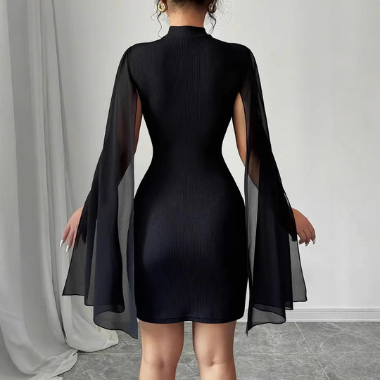 Damen trendiges Cocktailkleid mit fließenden Ärmeln EB