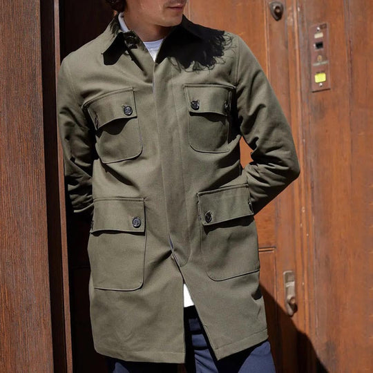 EB | Utility Jacke Normale Passform Baumwollmischung Hemdkragen Mehrere Taschen