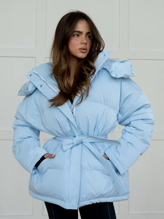 Damen Wattierte Jacke mit Kapuze und seitlichen Taschen EB