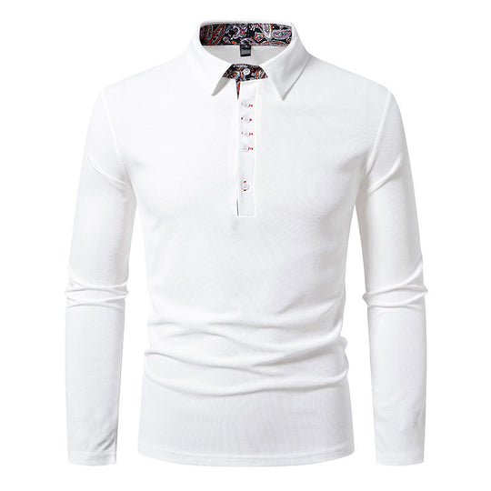 Herren Langarm Polohemd mit elegantem Design und kontrastierendem Kragen EB