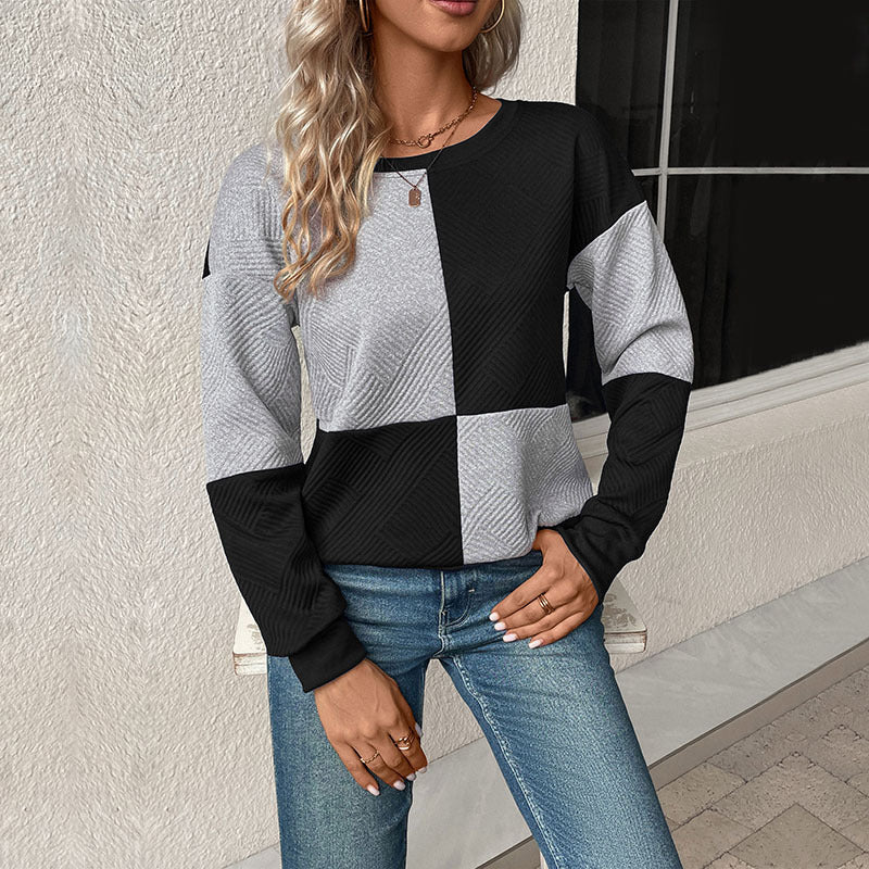 Damen Lässiger Sweatshirt mit modernen geometrischen Mustern EB