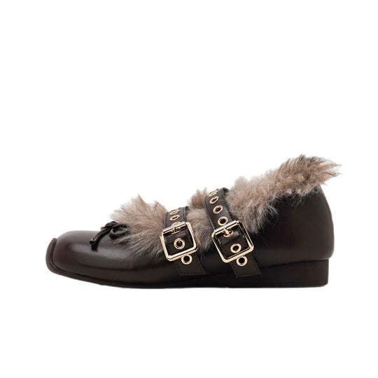 Damen Glitzernde Clogs mit flauschigem Innenfutter und modischem Schnallenverschluss EB