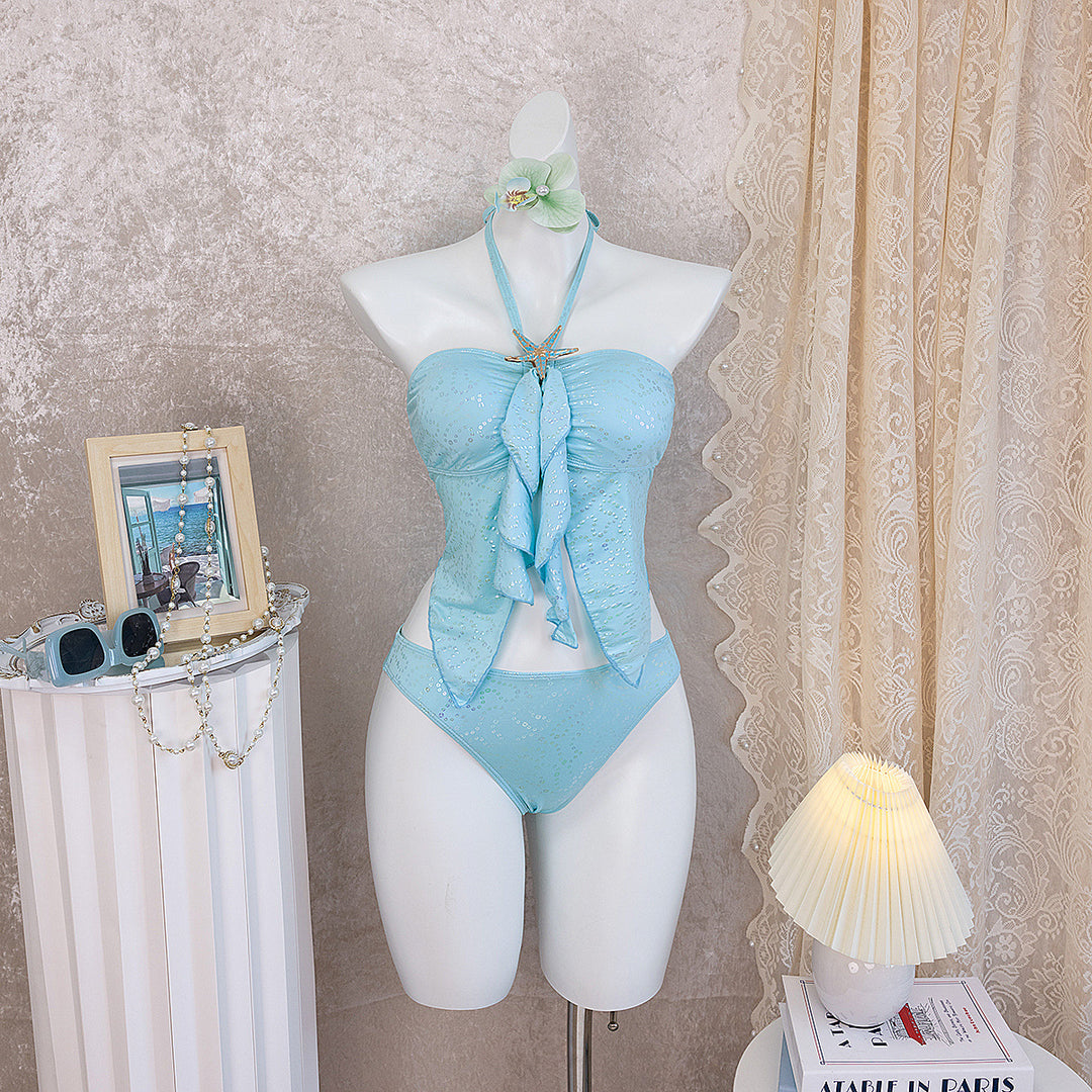 Damen Bandeau-Bikini mit Rüschen EB