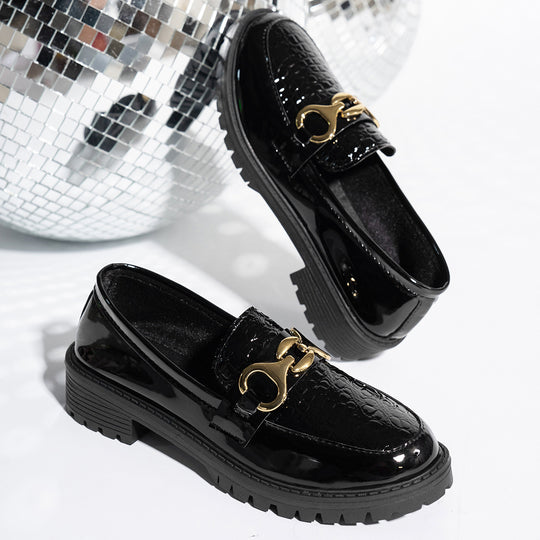 Damen Modische Loafers im Biker-Stil EB