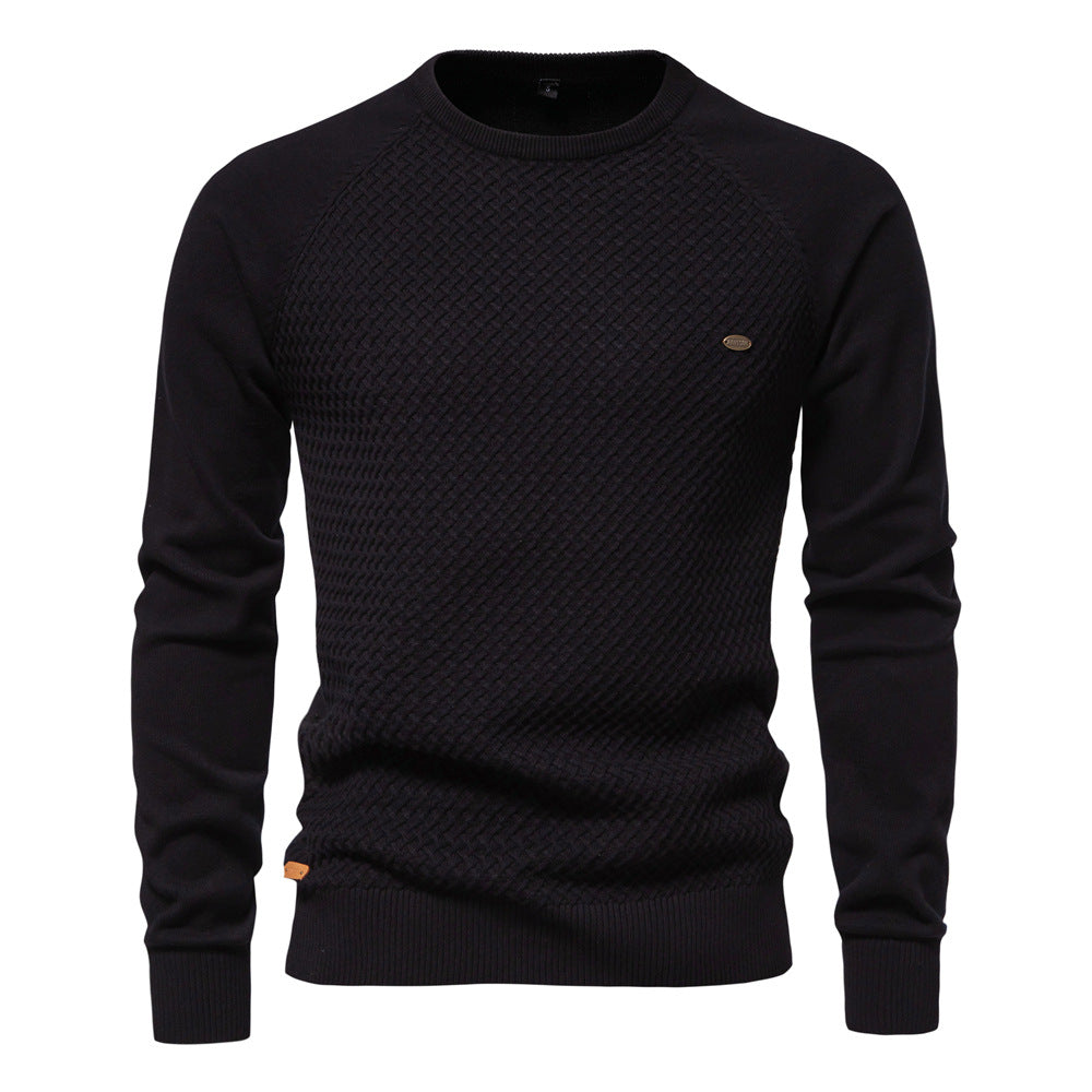 Herren Strickpullover mit modernem Strukturmuster und Rundhalsausschnitt EB