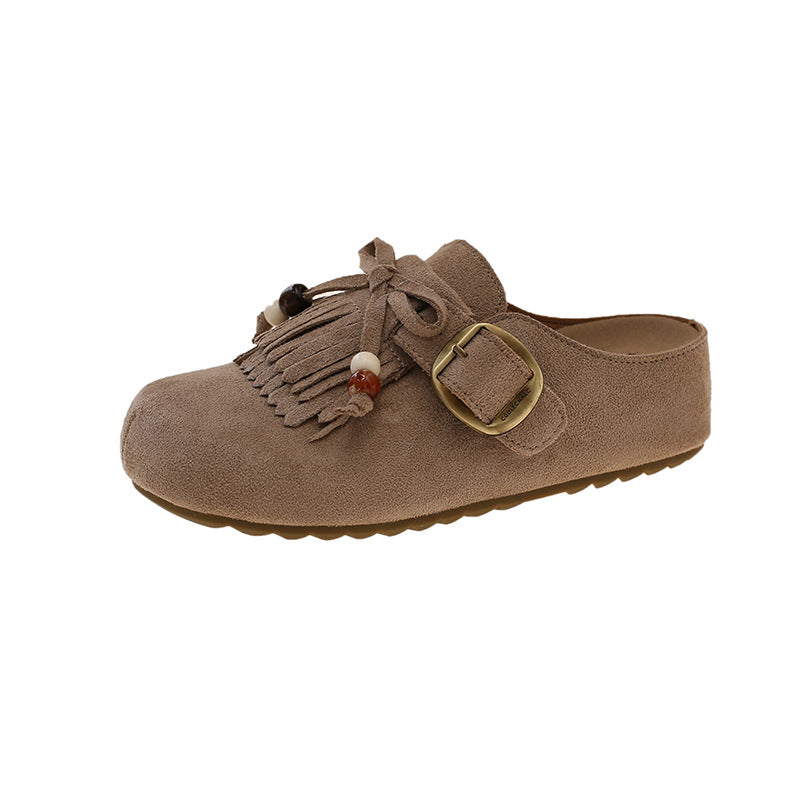 Damen Clogs mit fransigem Design und eleganter Schnalle EB