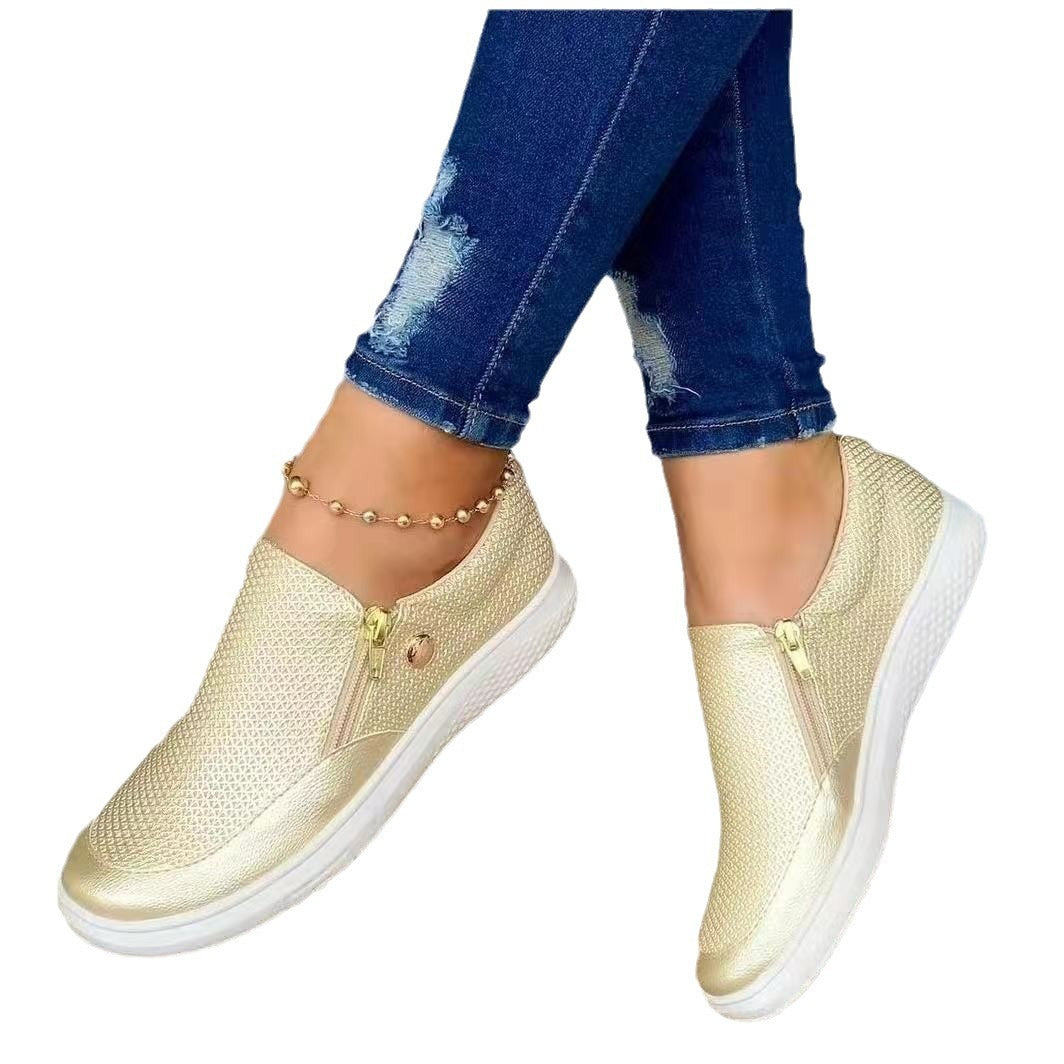 Damen Slip-On Sneakers mit seitlichem Reißverschluss und atmungsaktiver Textur EB