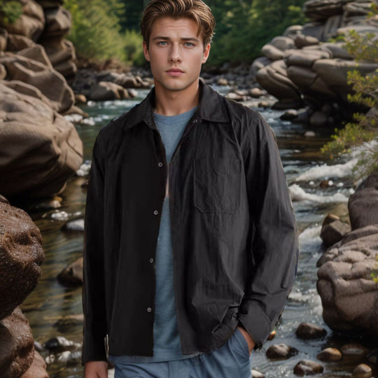 Herren vielseitige Hemdbluse mit aufgesetzter Brusttasche und schickem Kragen EB