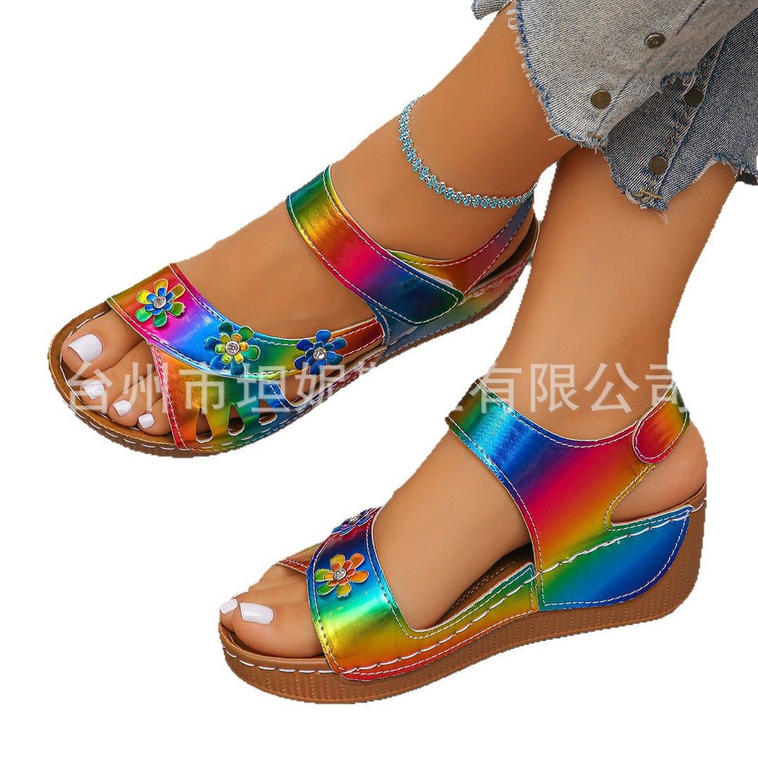 Damen Wedge-Sandalen mit floralem Akzent und komfortabler Fußbettung EB