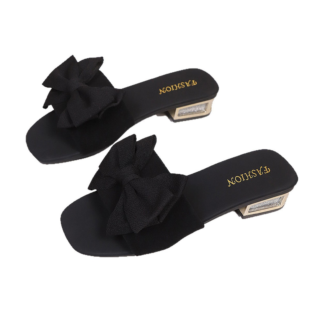 Damen Elegant und verspielte Zehentrenner-Sandalen mit dekorativem Schleifen-Detail EB