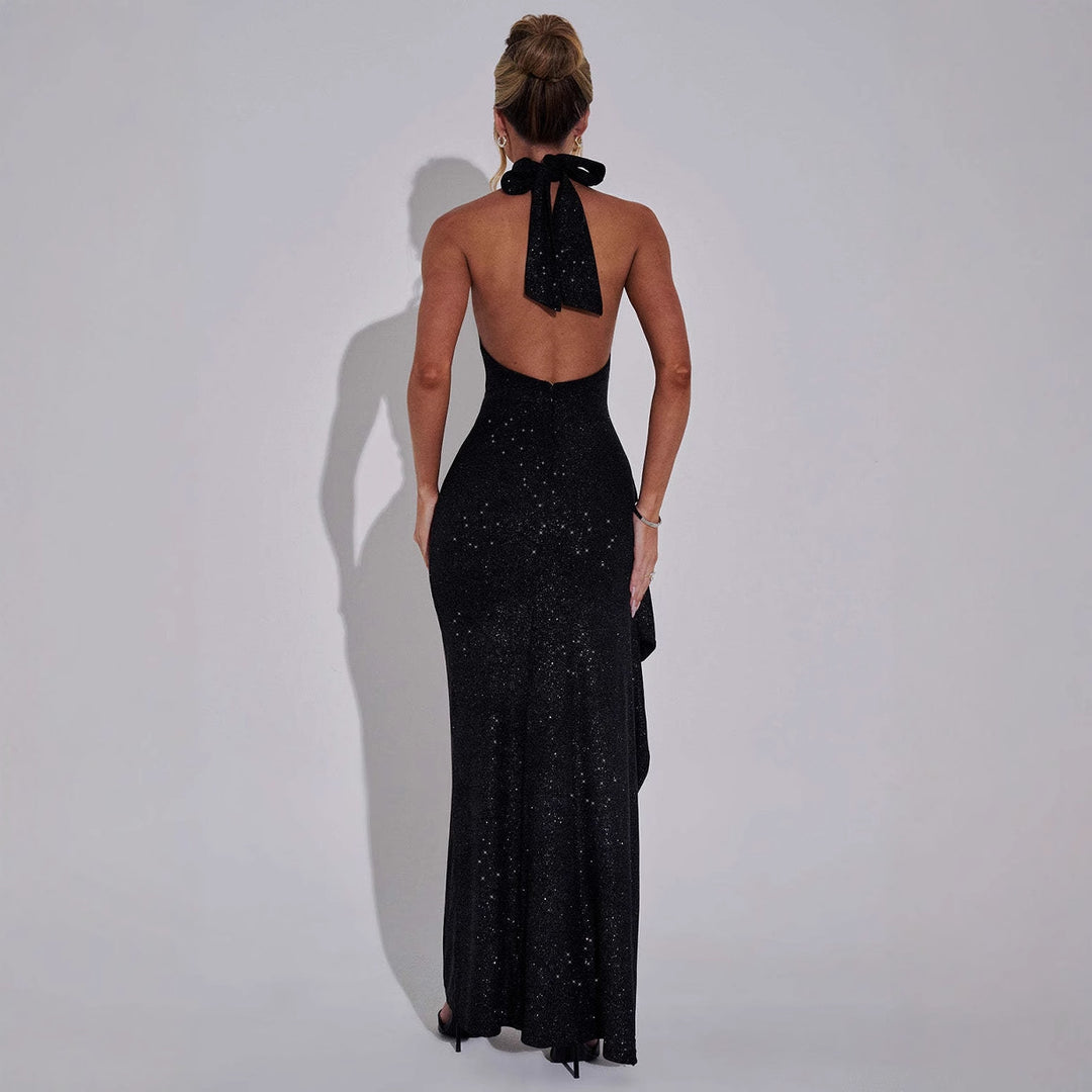 Damen Schickes Abendkleid im figurbetonten Schnitt mit hohem Schlitz und glamourösen Details EB