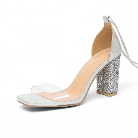 Damen Glitzernde Hochzeits Sandalen EB