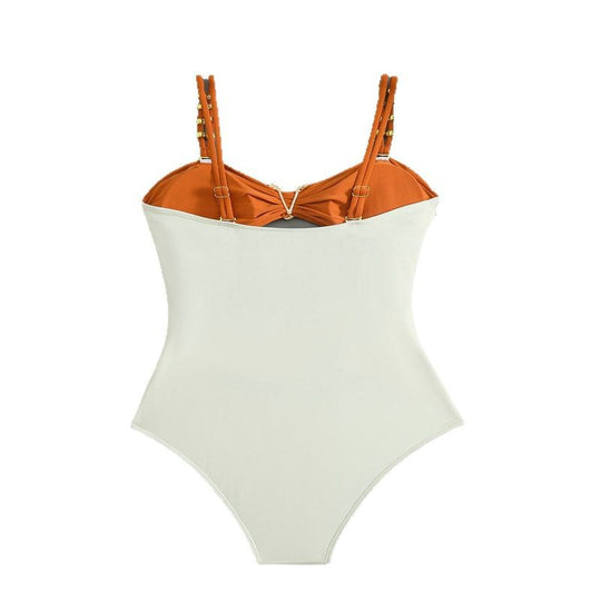 Damen Einteiler Badeanzug mit elegantem Cut-Out und modischen Trägerschlaufen EB