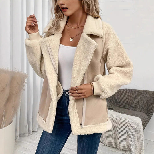Damen Jacke aus kuscheligem Fleece mit Reißverschluss und oversized Schnitt EB