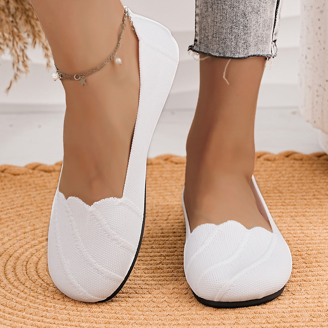 Damen bequeme Ballerinas mit elegantem Ziersaum EB