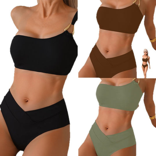Damen Bikini-Set mit verstellbarem Oberteil und hohem Bund EB