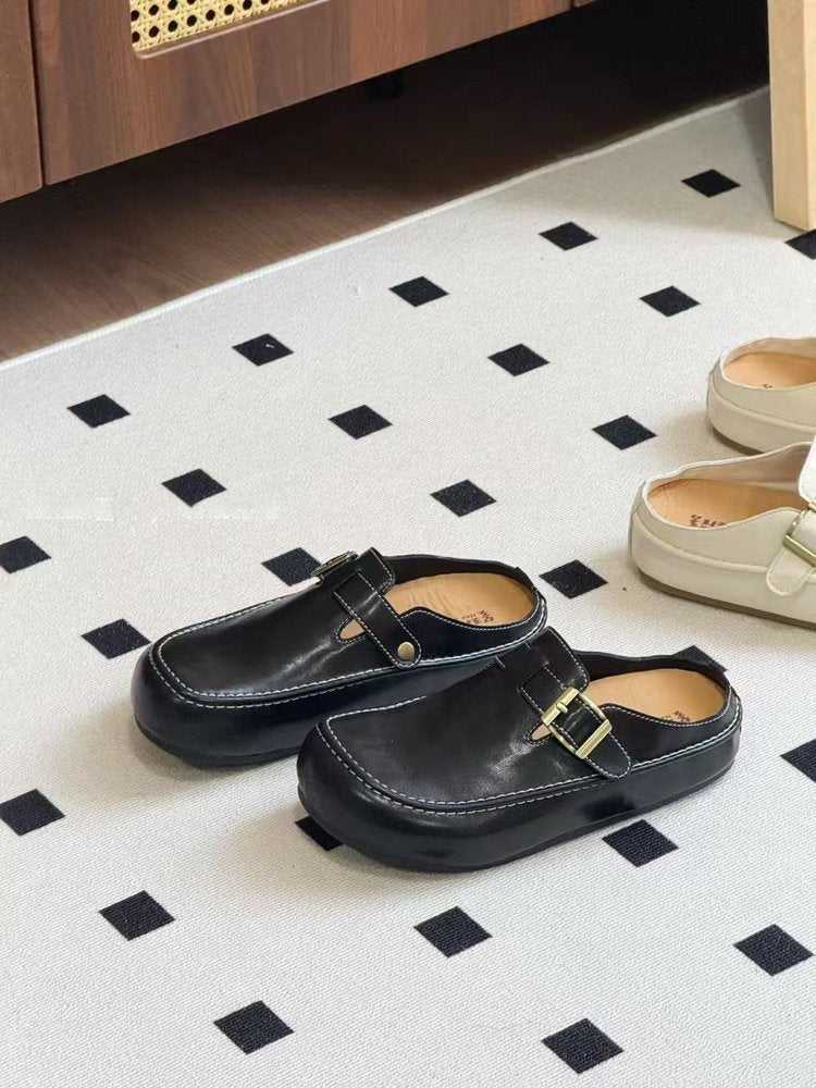 Damen stilvolle Clogs mit modischem Schnallenverschluss und hochwertigen Materialien EB