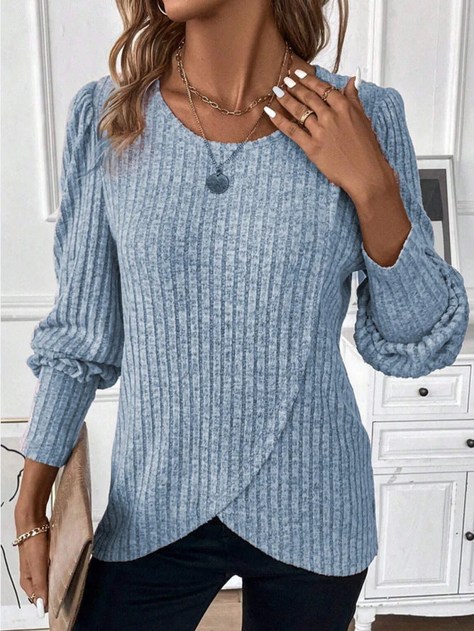 Damen Strickpullover mit raffiniertem Wickeldesign EB