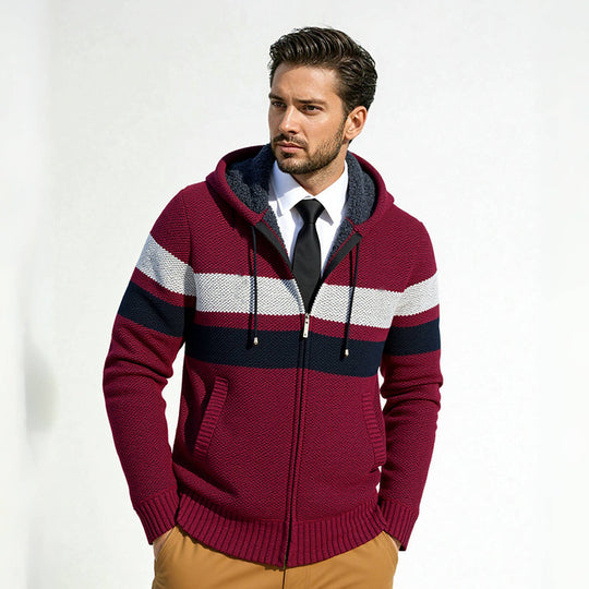 Herren Strickjacke mit modernem Kordelzug und stilvollem Muster EB