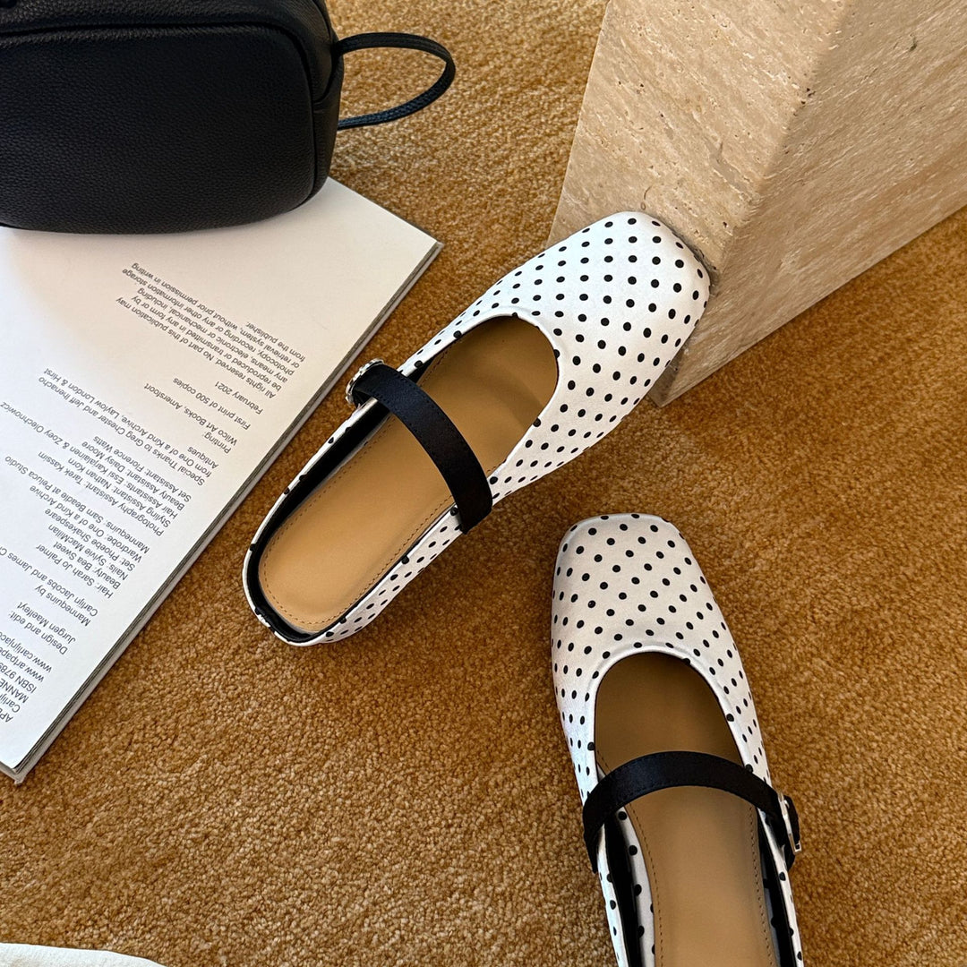 Damen Komfortable Clogs mit modischem Polka-Dots-Muster und verstellbarem Riemen EB