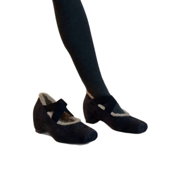 Damen Ballerina-Schuhe mit kuscheligem Innenfutter und elegantem Riemendesign EB