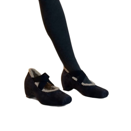 Damen Ballerina-Schuhe mit kuscheligem Innenfutter und elegantem Riemendesign EB