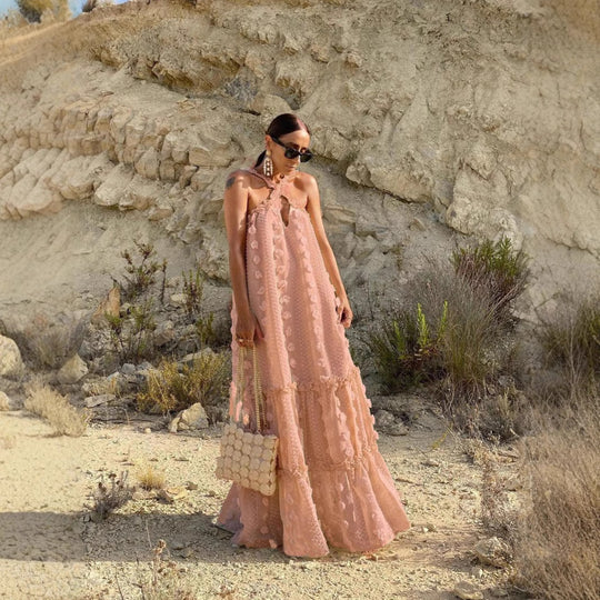 Damen luftiges Sommerkleid mit voluminösem Rock EB