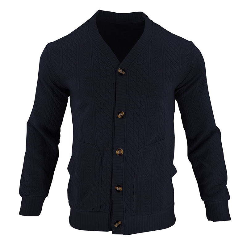 Herren Strickjacke mit hochwertigem Strukturmuster und modernen Knöpfen EB
