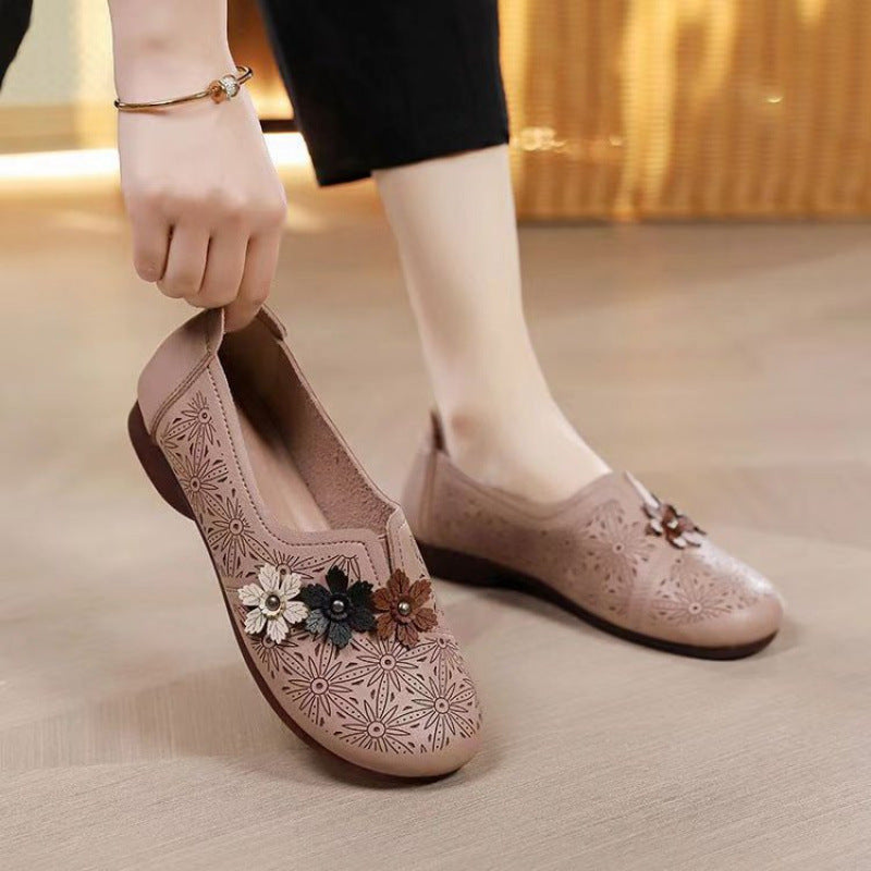Damen Slip-On Ballerinas mit floralem Dekor und komfortablem Fußbett EB