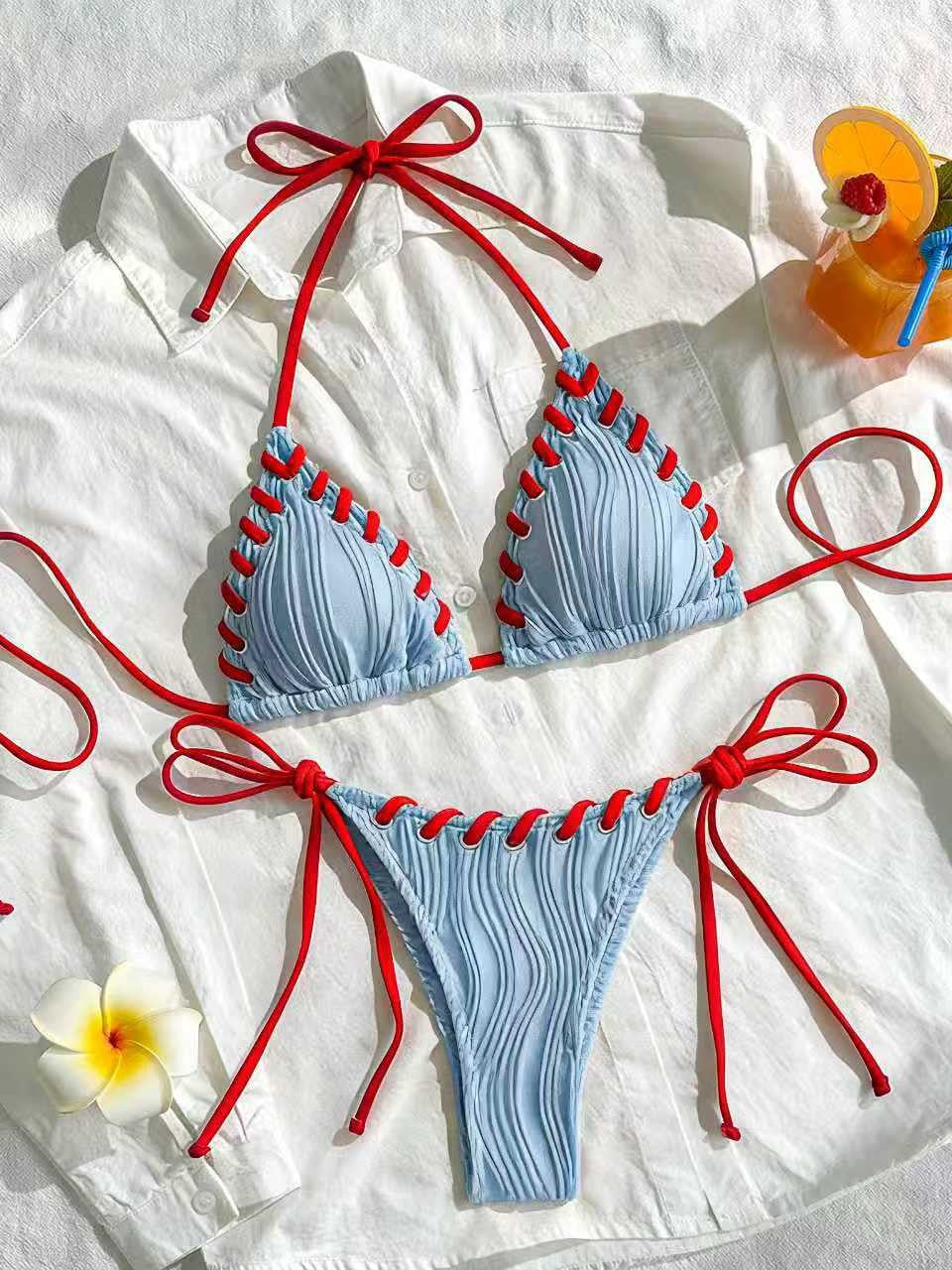 Damen Bikini-Set mit elegantem Rüschendesign und verstellbaren Trägern EB