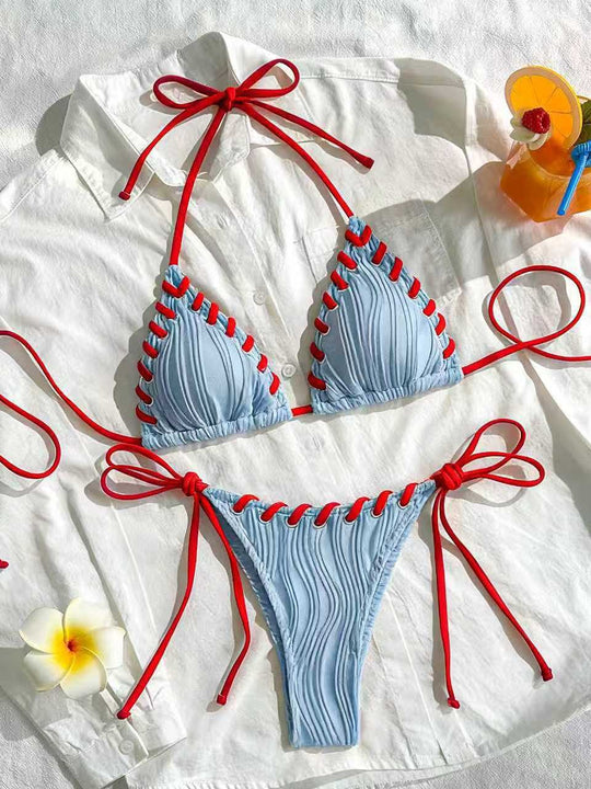 Damen Bikini-Set mit elegantem Rüschendesign und verstellbaren Trägern EB