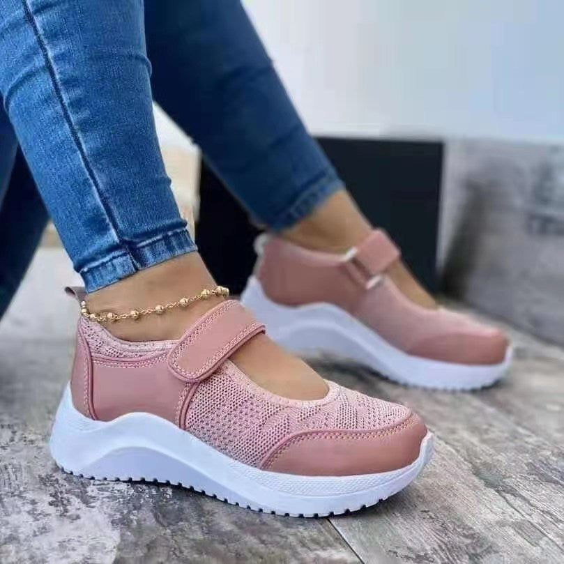 Damen Komfortable Sneakers mit verstellbarem Klettverschluss und atmungsaktivem Obermaterial EB